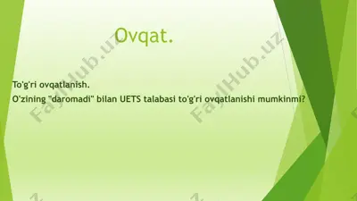 to’g’ri (sog'lom) ovqatlanish — PPTX
