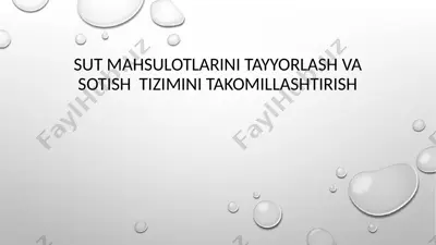 sut mahsulotlarini tayyorlash va sotish tizimini takomillashtirish — PPTX