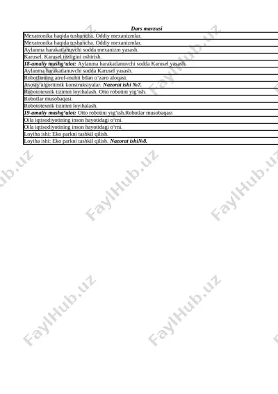 d.roziqova 5-sinf 4-chorak uchun ish reja — XLSX