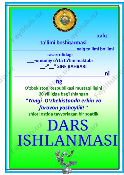 ranglar jilosida – ona diyor 9-11 sinflar 2021 — DOC