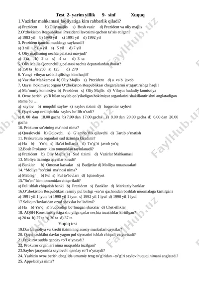 9_sinf_huquq_2_yarim_yillik_test_25_ta — DOCX