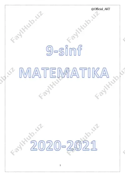 @official_akt 9-sinf matematika javoblar 2021 to'liq — PDF