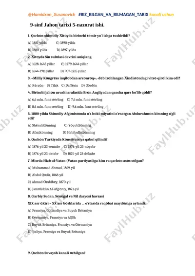 9-jahon tarixi.nazorat ishi-5 — DOCX