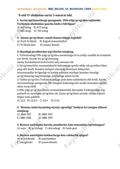 9-ozbekiston tarixi.nazorat ishi-5 — DOCX