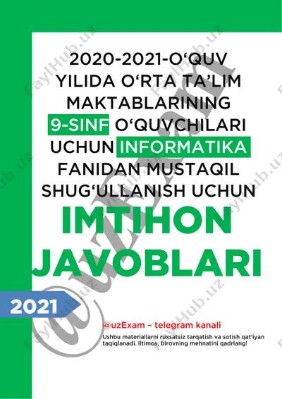 9-sinf informatika imtihon javoblari 2021 — PDF