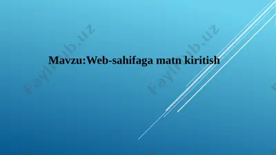 9-sinf. web-sahifaga matn kiritish — PPTX