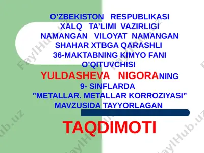 metallar. metallar korroziyasi — PPTX