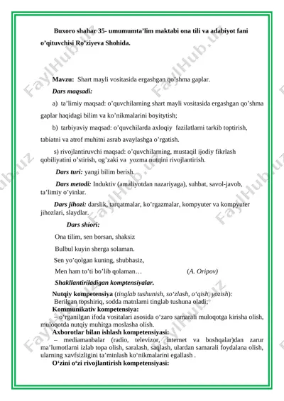 shart mayli vositasida ergashgan qo'shma gaplar — DOCX