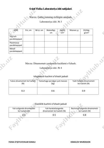 6-sinf fizika labora. natija — PDF