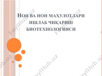 нон ва нон маҳулотлари ишлаб чиқариш биотехнологияси — PPTX