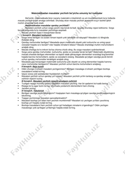 matematikadan masalalar yechish — DOCX