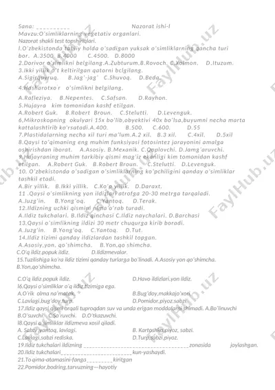 nazorat ishi 6 sinf yangi — DOCX