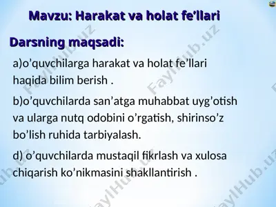 harakat va holat fe'llari — PPT