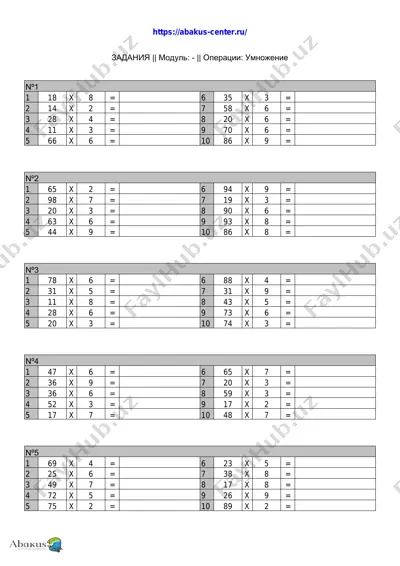 koʻpaytirishga doir misollar — PDF