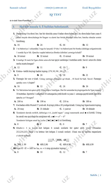 iq-test (3-sinf) — PDF