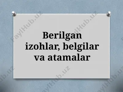 7-sinf. berilgan izohlar, belgilar va atamalar — PPTX