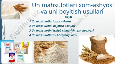 un mahsulotlari xom-ashyosi va uni boyitish usullari — PPTX