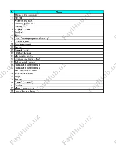 7-sinf ingliz tili 1-chorak — XLSX