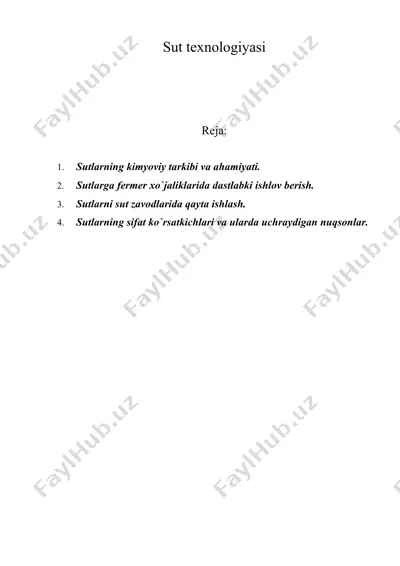 sut texnologiyasi — DOC