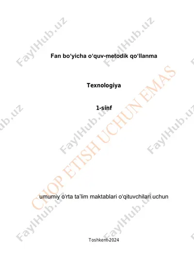texnologiya 1-sinf 1-10 mavzular+ — PDF