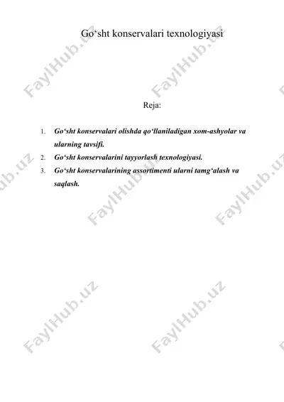 go‘sht konservalari texnologiyasi — DOC