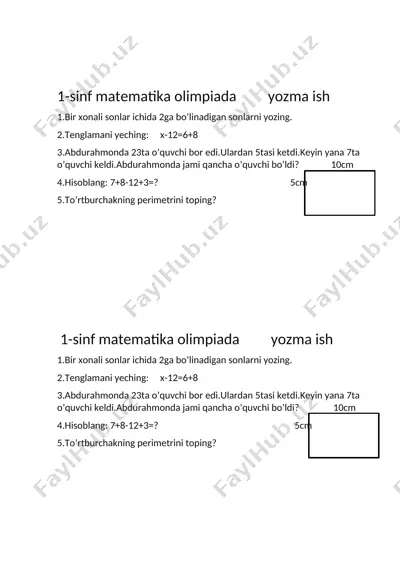 1-sinf yozma — DOCX