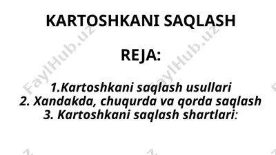 kartoshkani saqlash — PPTX