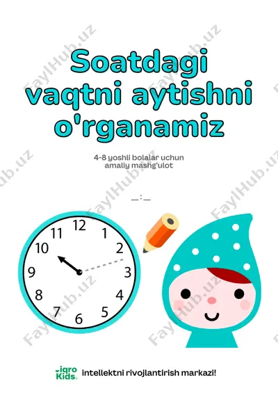 soat vaqtini aytishni o'rganamiz-iqrokids — PDF