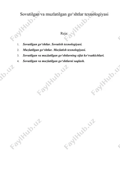 sovutilgan va muzlatilgan go‘shtlar texnologiyasi — DOC