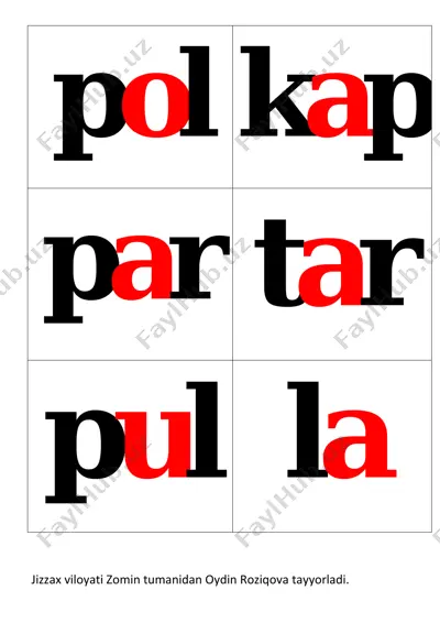 p mavzusiga oid so`zlar,bo`ginlar — PDF