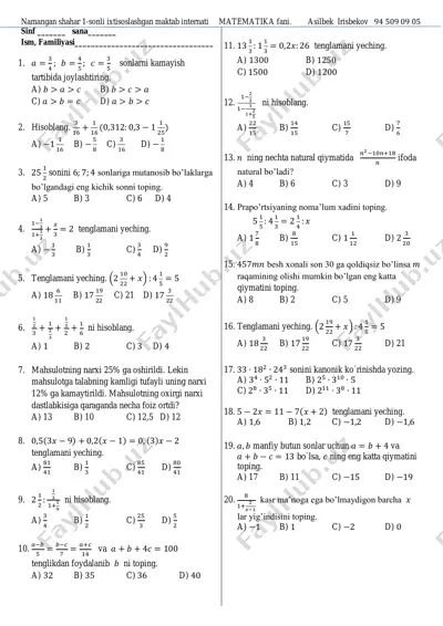 7-sinf uchun 2 — PDF
