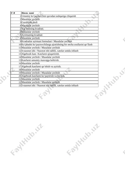 7-sinf algebra iii chorak(yangi) tigizl — XLSX