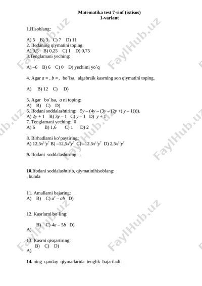 matematika test ixtisos7-8 — DOCX