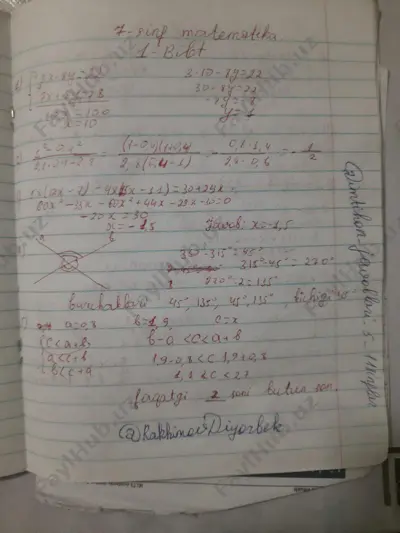 7-sinf matematika imtihon javoblari — PDF