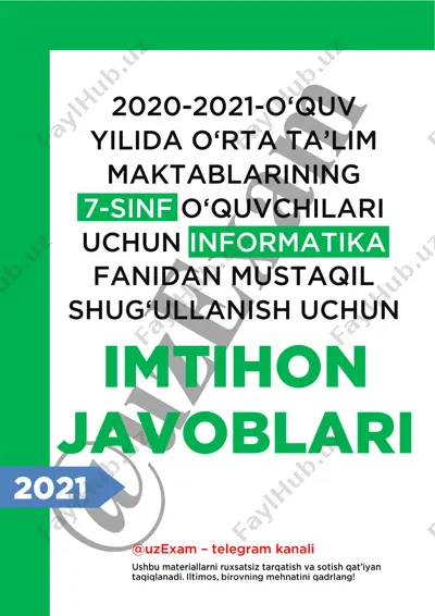 7-sinf informatika imtihon javoblari 2021 — PDF