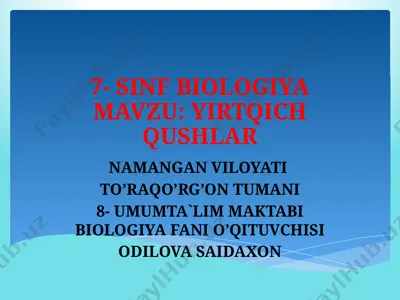 7- sinf biologiya yirtqich qushlar — PPTX