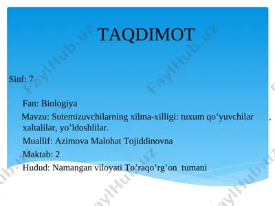 sutemizuvchilarning xilma-xilligi — PPT