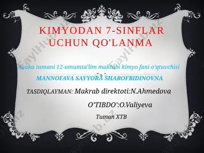 kimyodan 7-sinflar uchun qo'lanma — PPTX