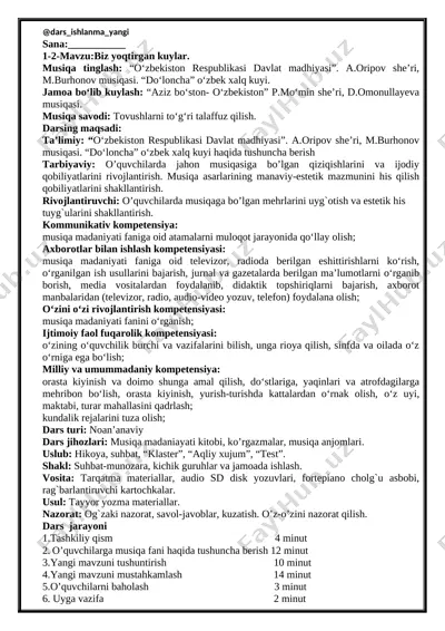 1-sinf musiqa 19-20.biz yoqtirgan kuylar+ — DOCX