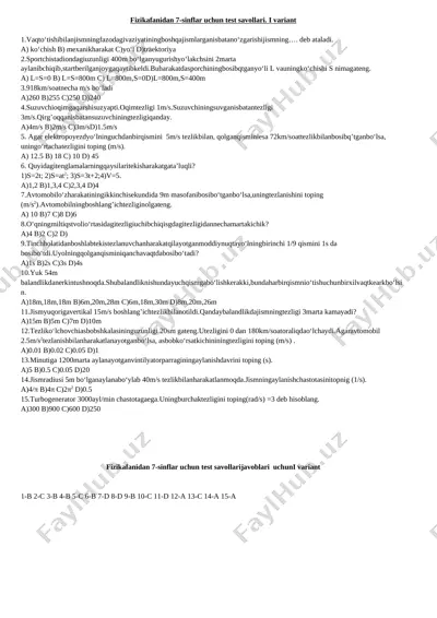 fizika 7-sinf pisa test — DOCX