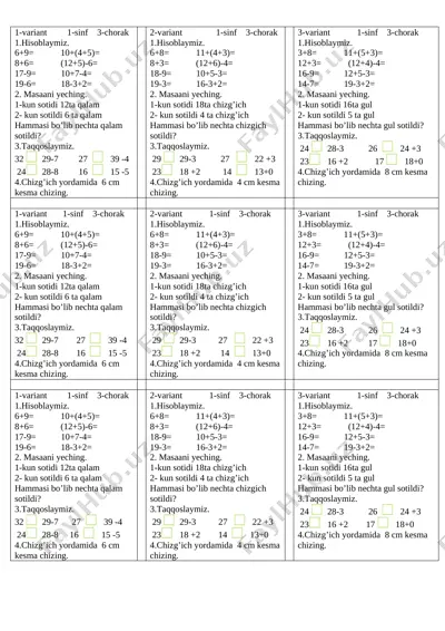 nazotat ish1-sinf 3-chorak — DOCX
