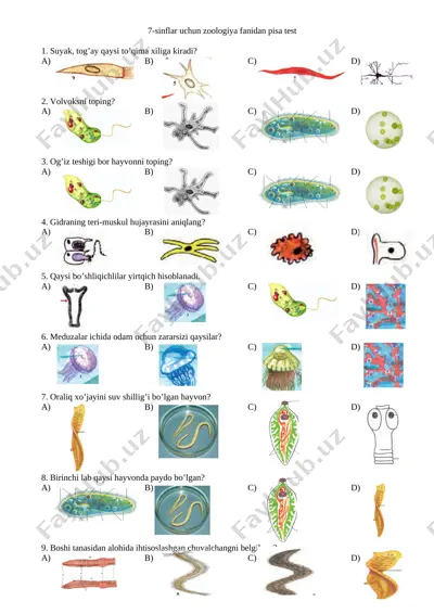 @yosh_ustozlar pisa 7 sinf biologiya — DOC