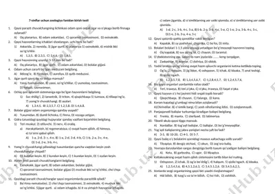 7-sinflar uchun kirish testi — DOCX