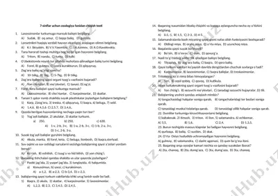 7-sinflar uchun chiqish testi — DOCX