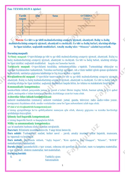7-sinf texnologiya yillik konspekt — PDF