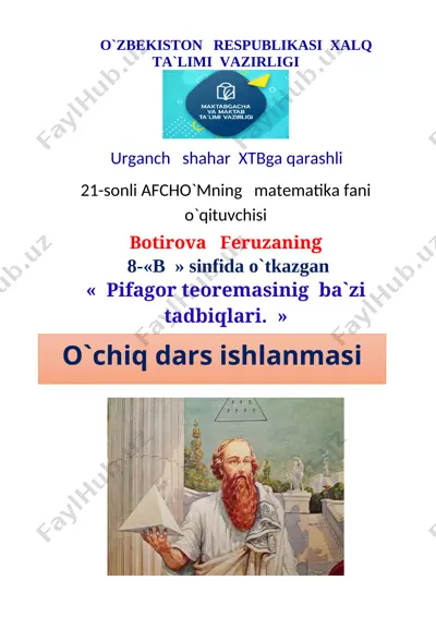 pifagor teoremasining ba`zi tadbiqlari — DOCX