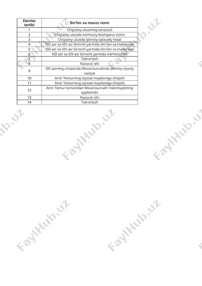 8-sinf uzb tarix 2-ch @ishrejakundalikcom — XLSX