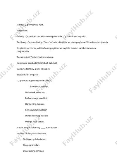 q q harfi dars ishlanma — DOCX
