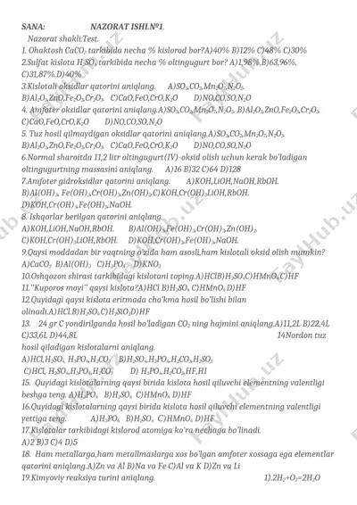 8-sinf kimyo nazorat ishi (4) — DOCX