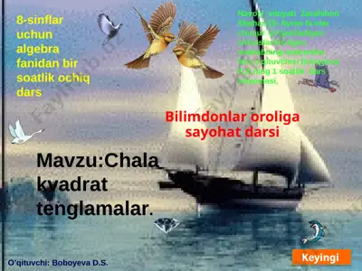 ochiq dars shala kvadrat tenglama — PPTX